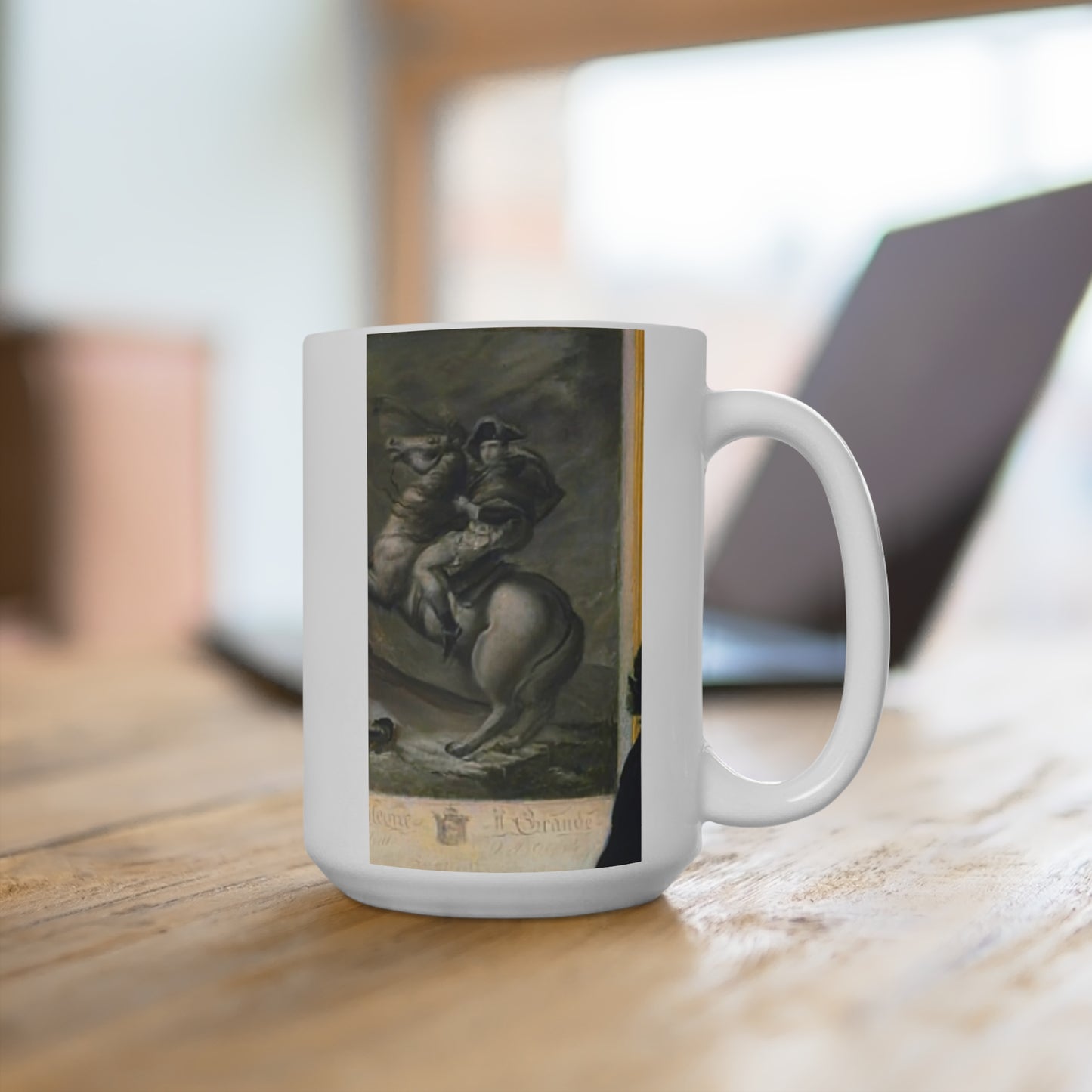 15oz Ceramic Mug — Classic Horse Rider Painting Coffee Cup