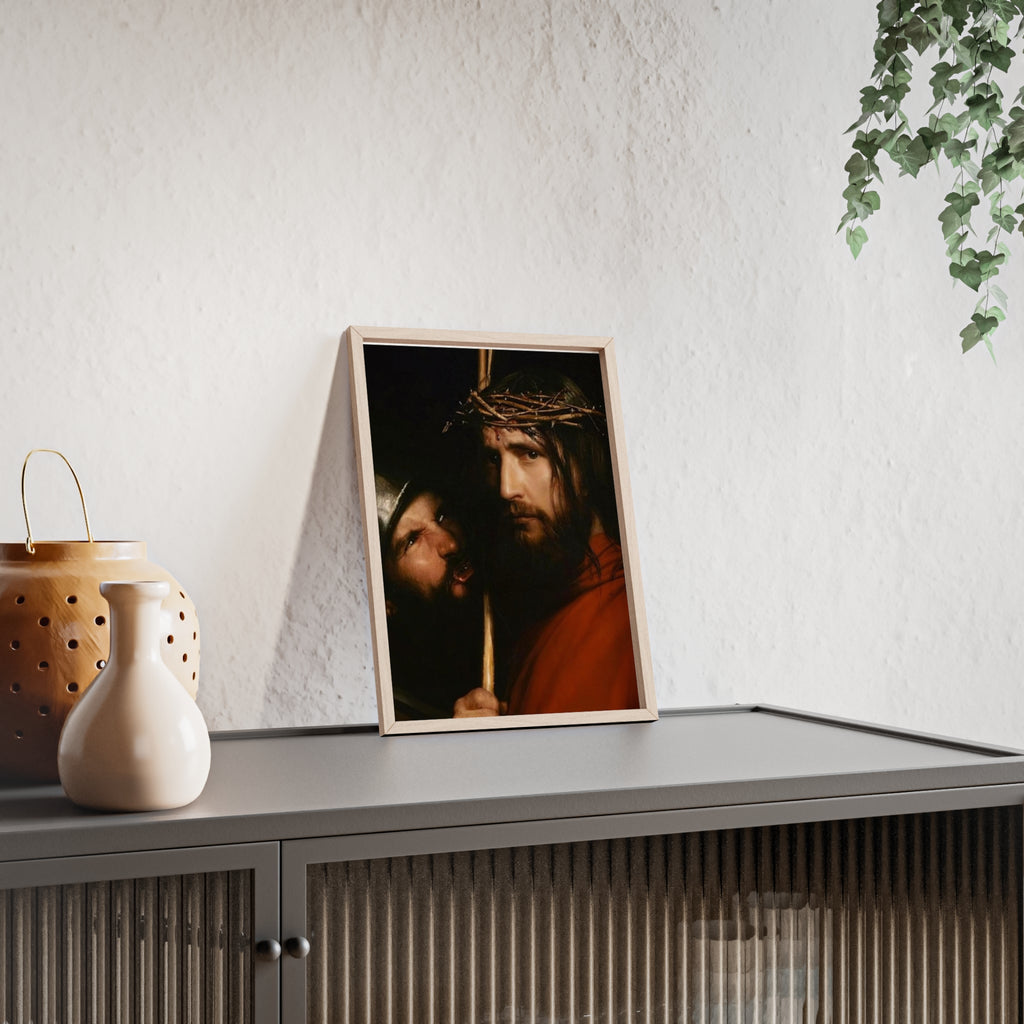 Framed Religious Art Poster — Jesus with Crown of Thorns Wall Print