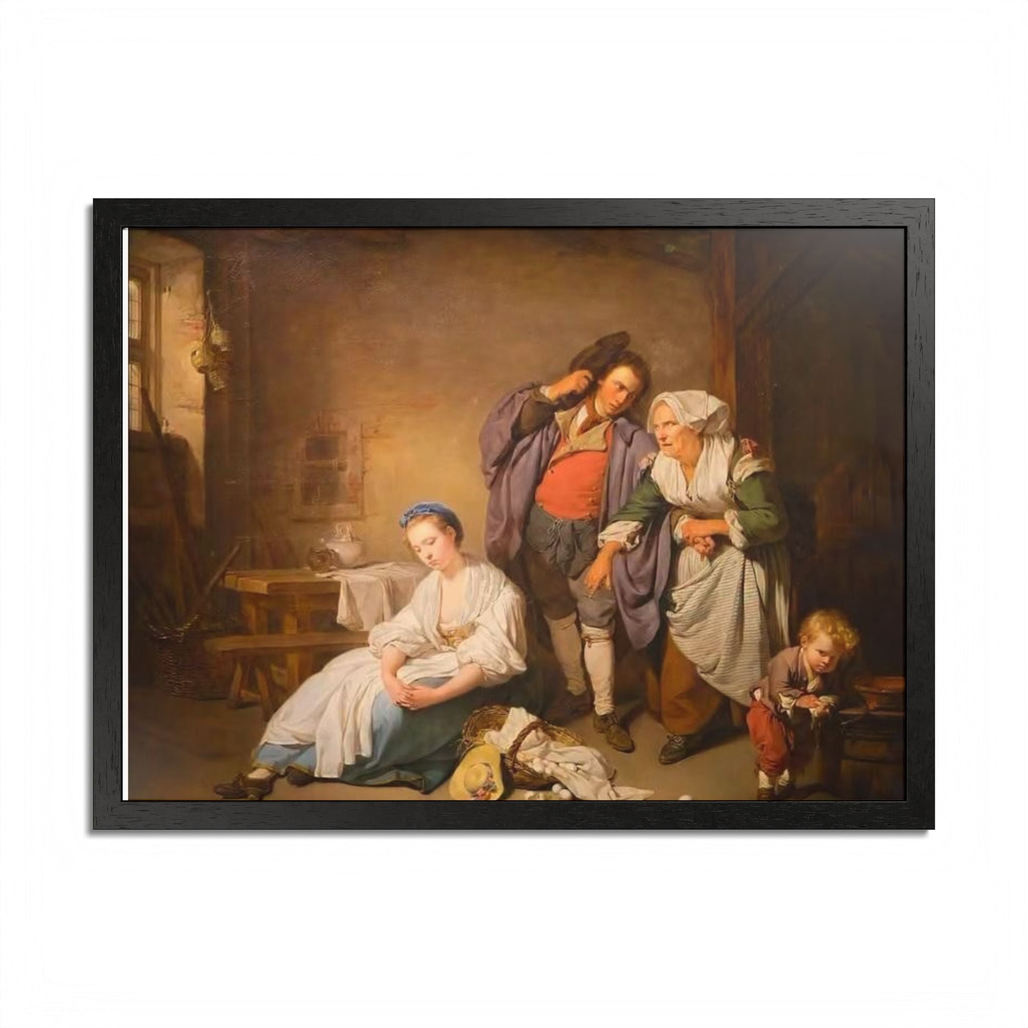 Framed Poster — Vintage Genre Painting Reproduction