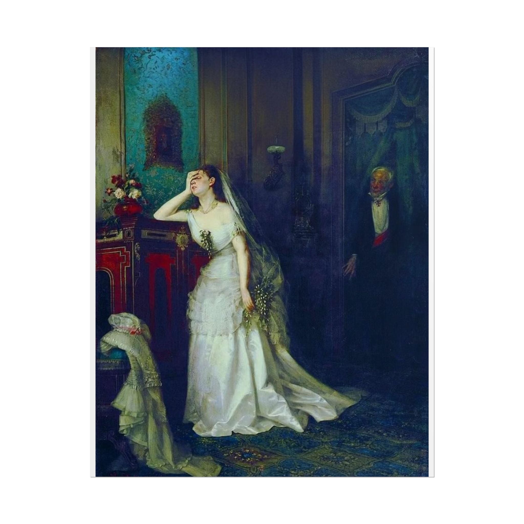 Victorian Bridal Painting Poster — Romantic 19th-Century Wedding Scene Wall Art (Rolled)