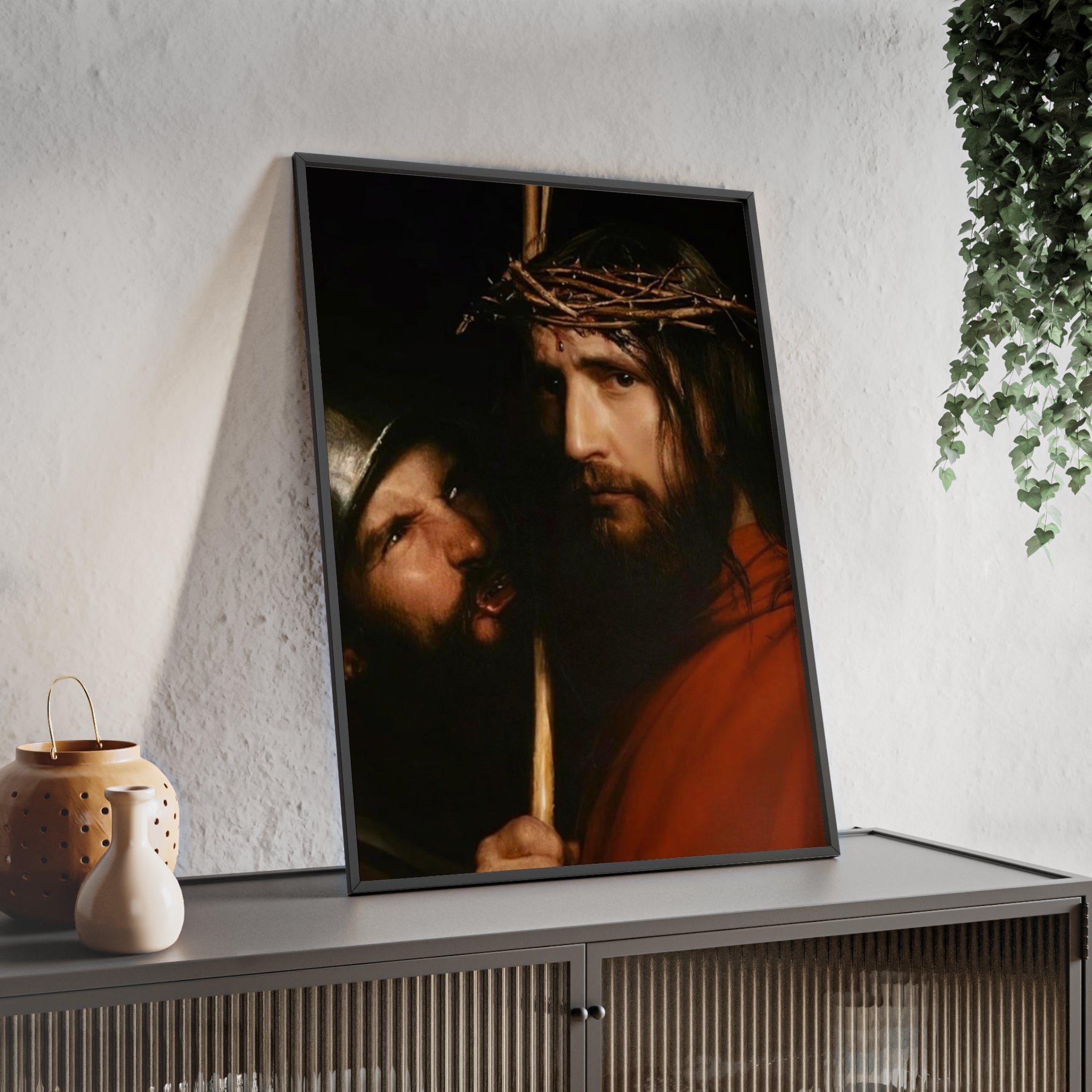 Framed Religious Art Poster — Jesus with Crown of Thorns Wall Print