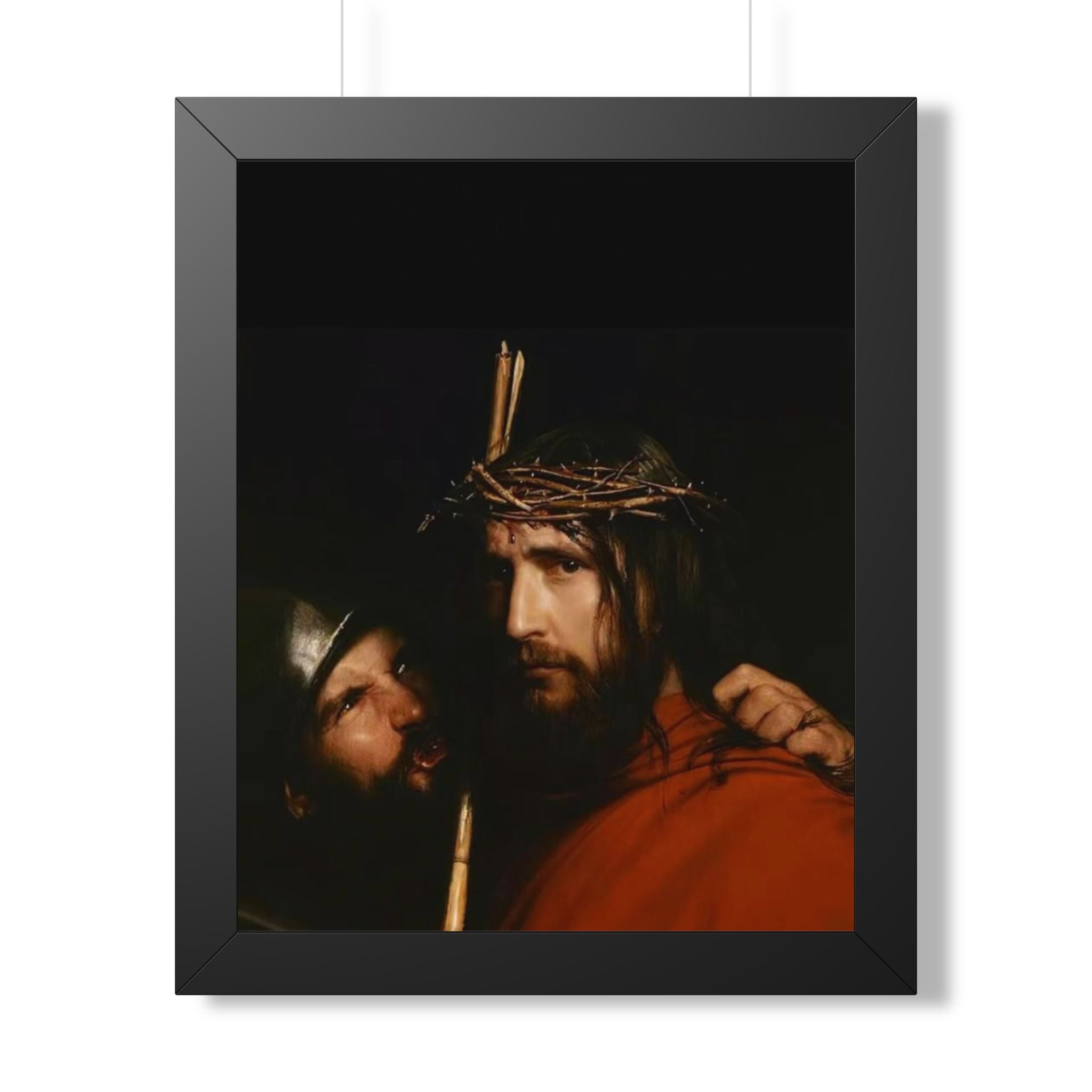 Framed Vertical Poster — Jesus with Crown of Thorns Religious Wall Art