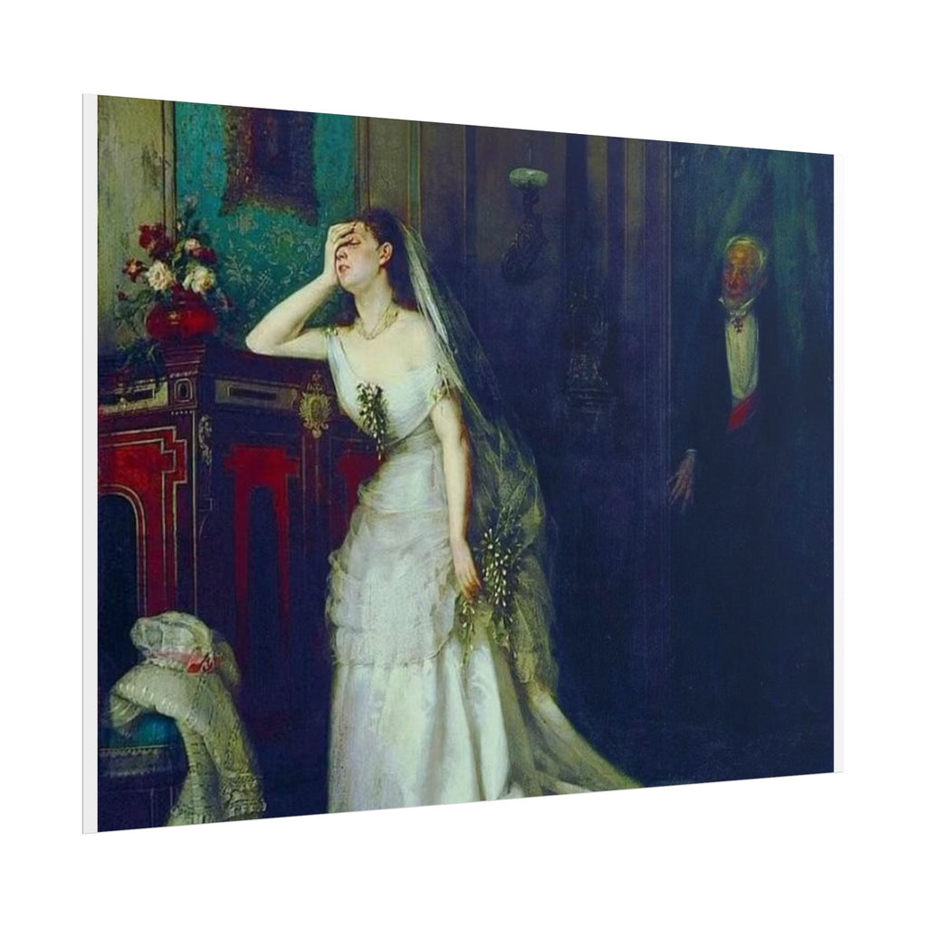 Victorian Bridal Painting Poster — Romantic 19th-Century Wedding Scene Wall Art (Rolled)