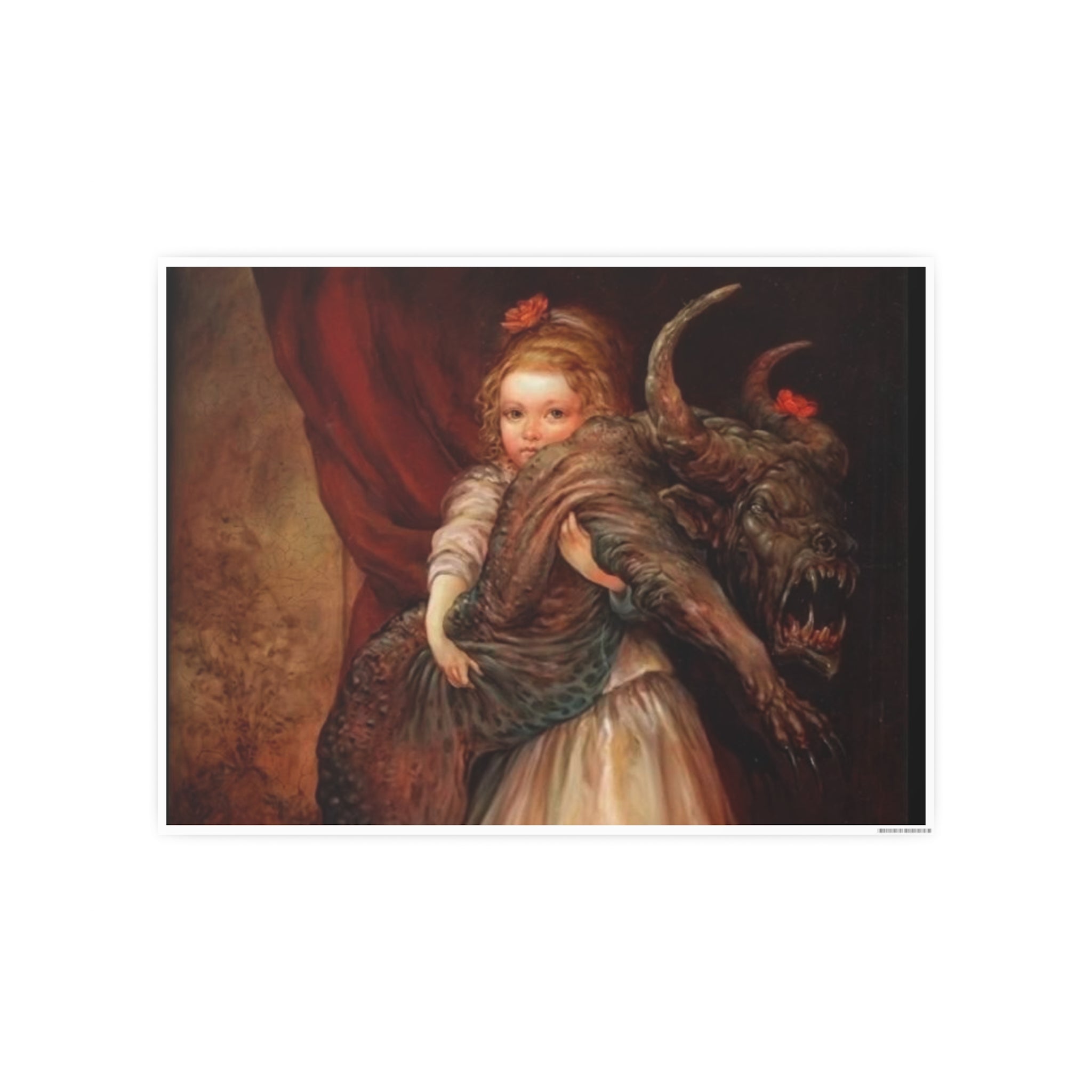 Vintage Fairy Tale Art Poster — Little Girl with Beast Illustration (Photo Art Paper)