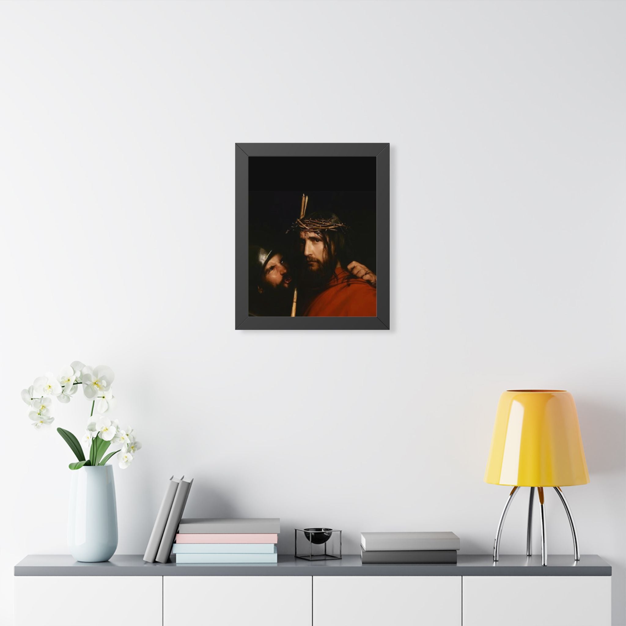 Framed Vertical Poster — Jesus with Crown of Thorns Religious Wall Art