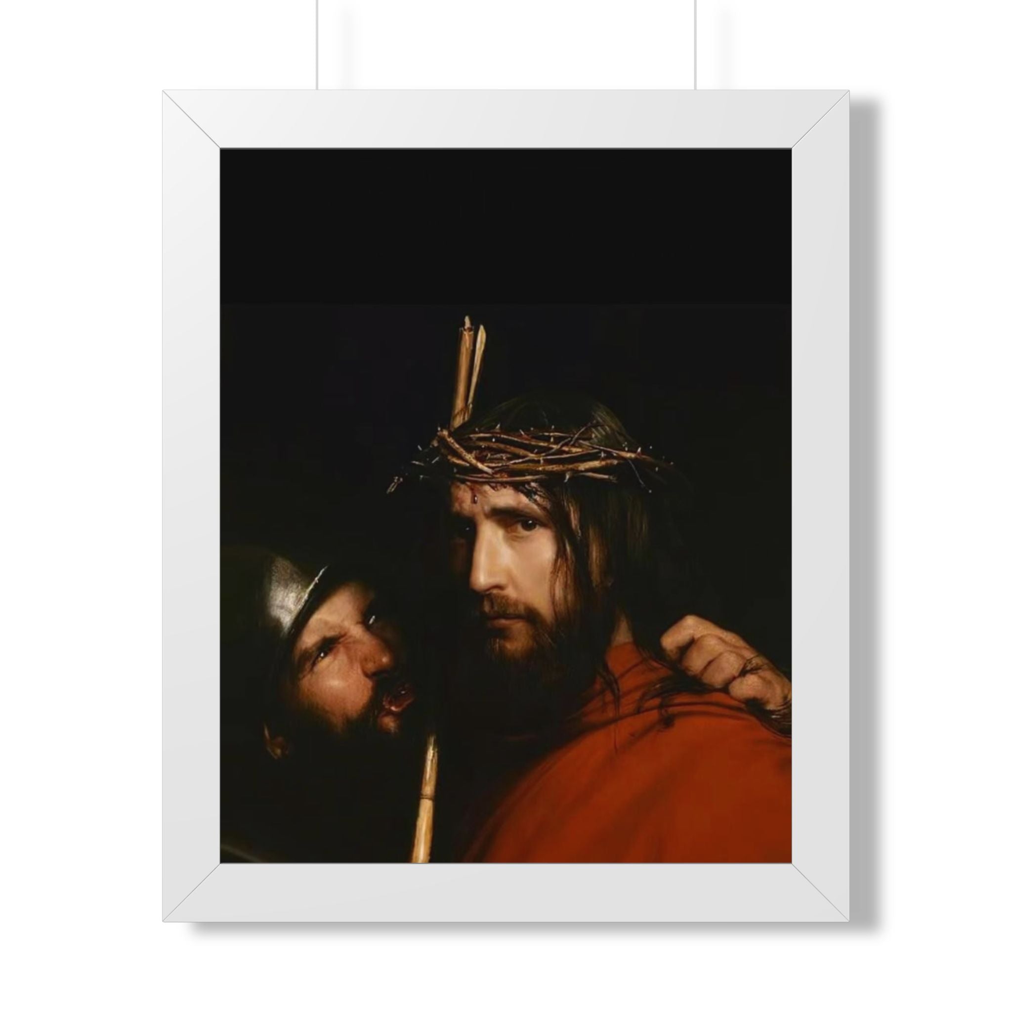 Framed Vertical Poster — Jesus with Crown of Thorns Religious Wall Art