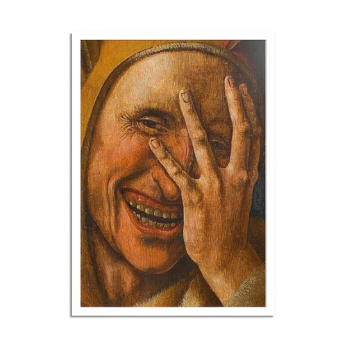 Framed Art Poster — Vintage Close-Up Laugh Portrait with Colored Mat