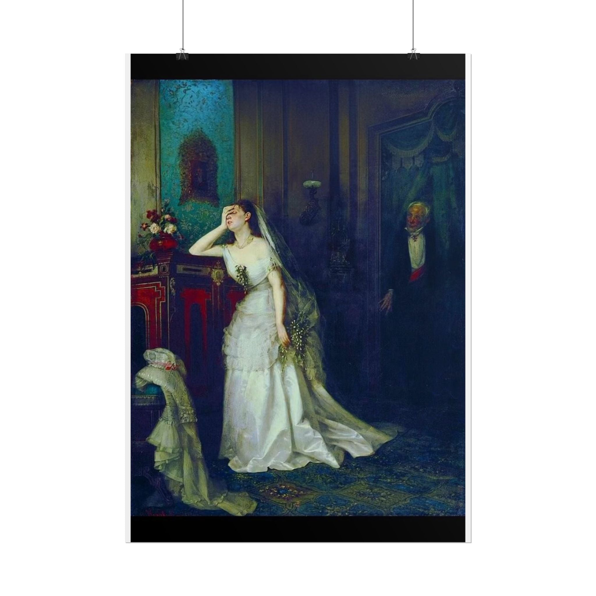 Victorian Bridal Painting Poster — Romantic 19th-Century Wedding Scene Wall Art (Rolled)