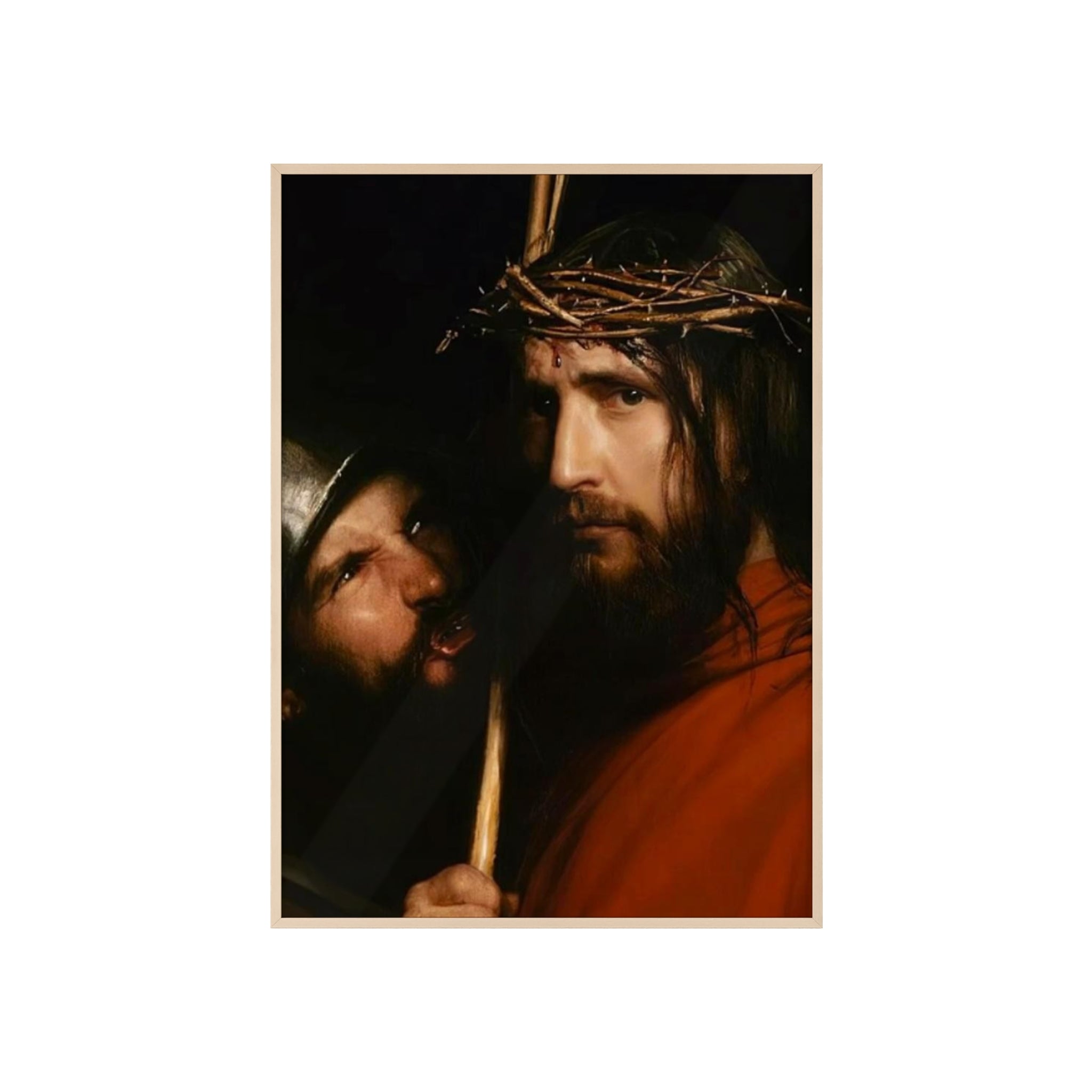 Framed Religious Art Poster — Jesus with Crown of Thorns Wall Print