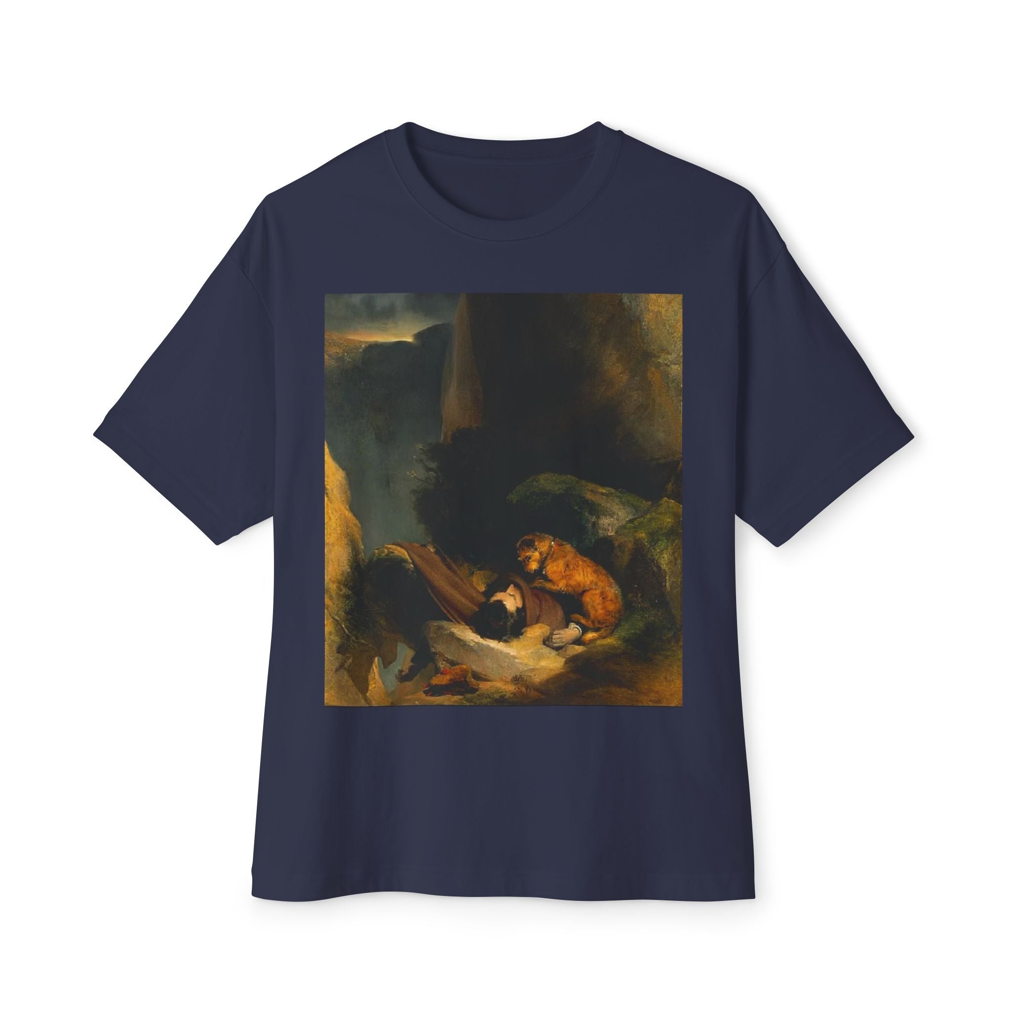 Boxy Tee with Classical Painting Print — Romantic Baroque Art T-Shirt