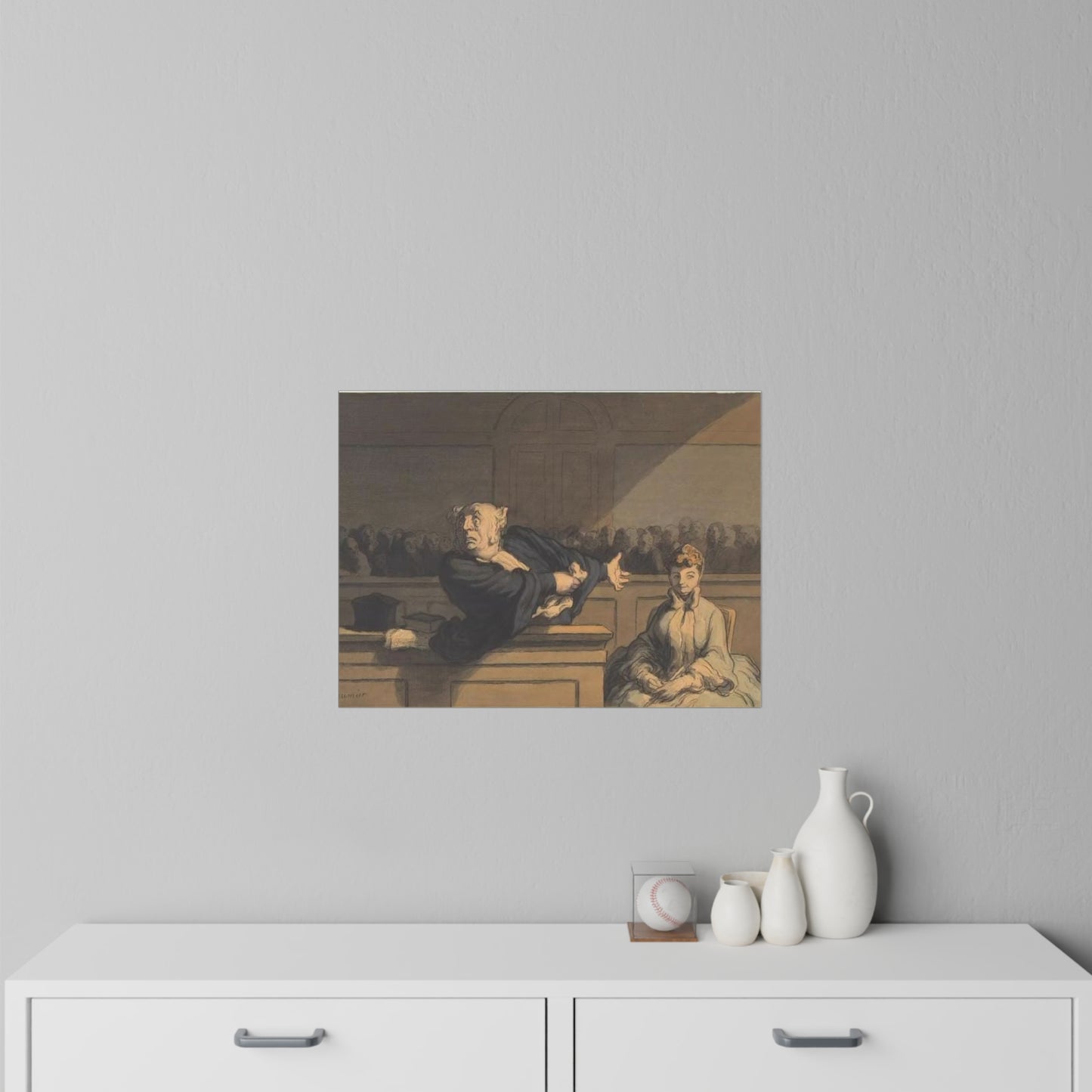 Courtroom Drama Wall Decal — Vintage Legal Art Print