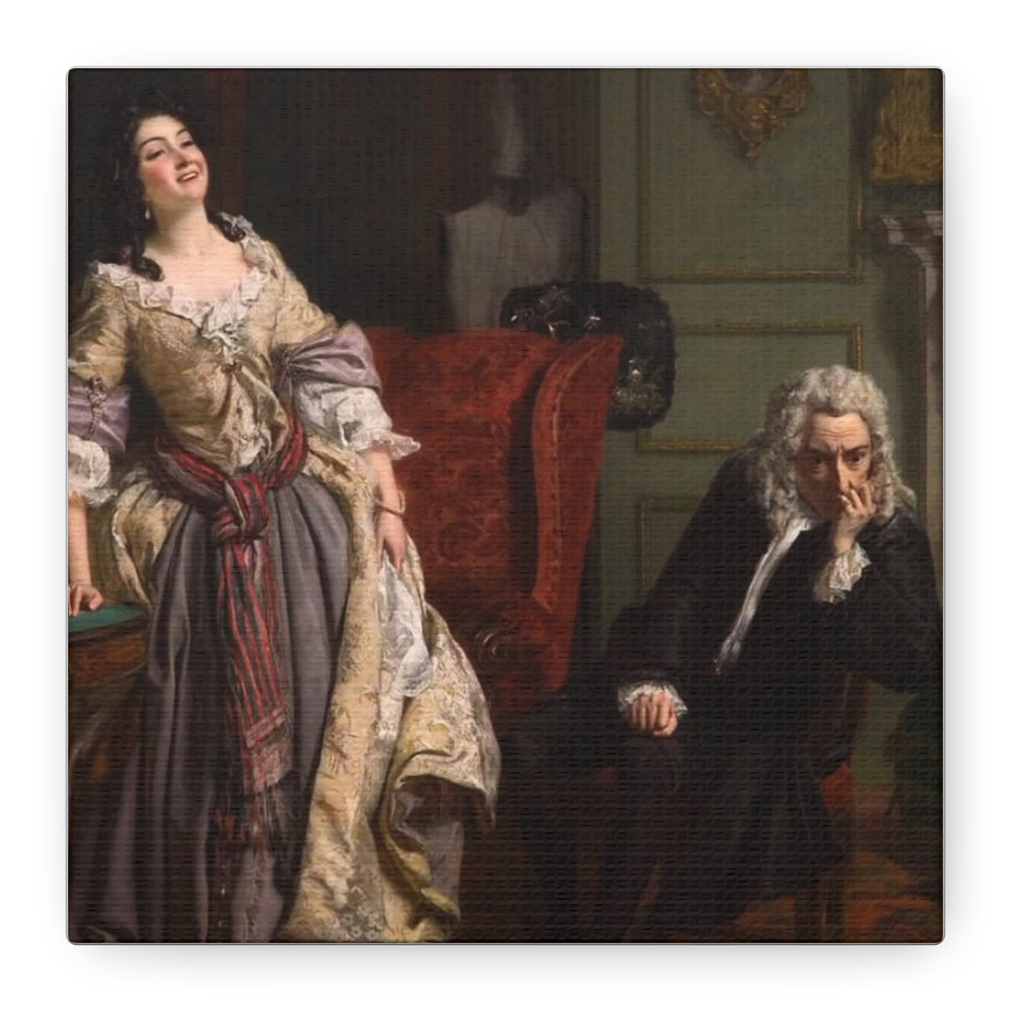 Stretched Matte Canvas Print — Romantic 18th-Century Salon Painting