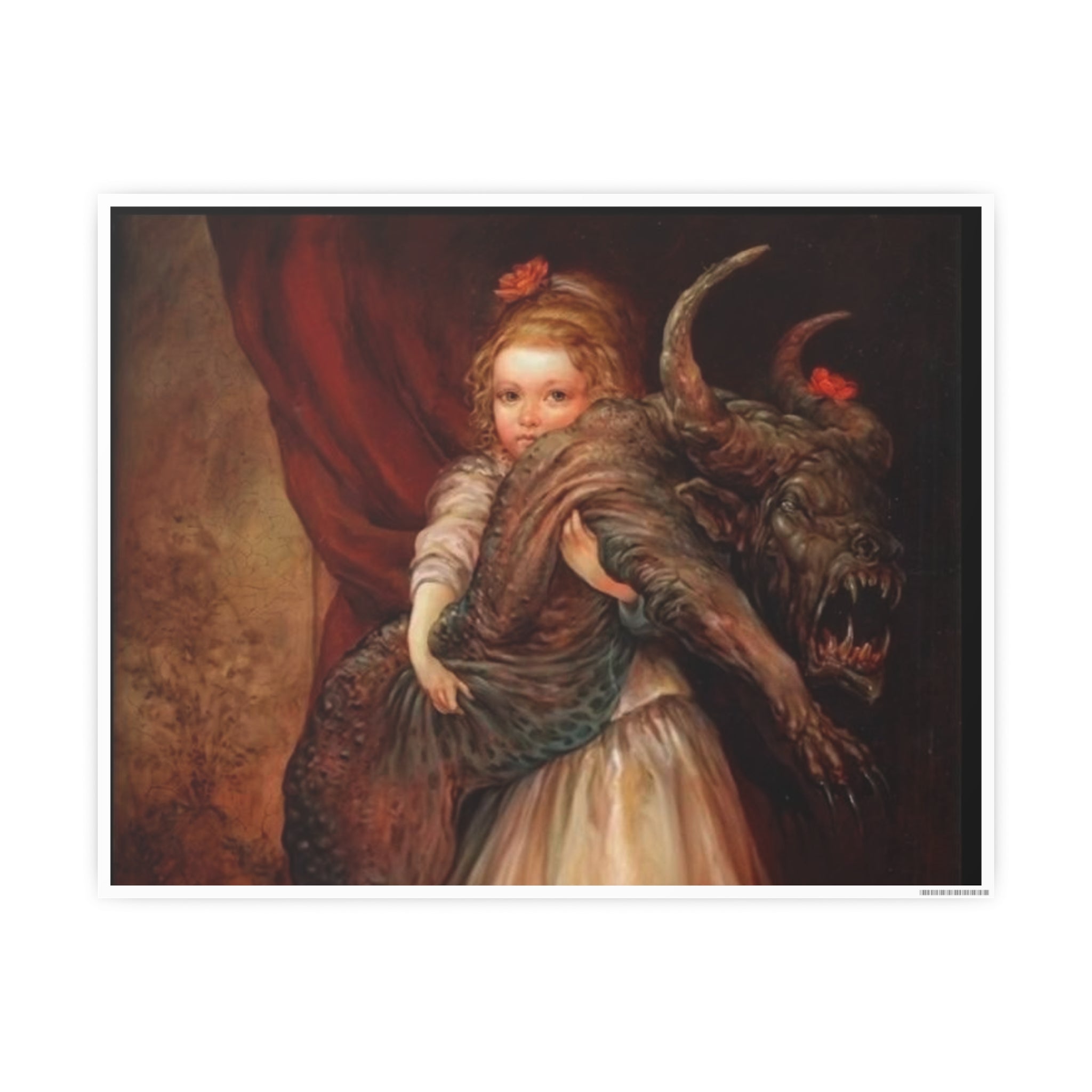 Vintage Fairy Tale Art Poster — Little Girl with Beast Illustration (Photo Art Paper)
