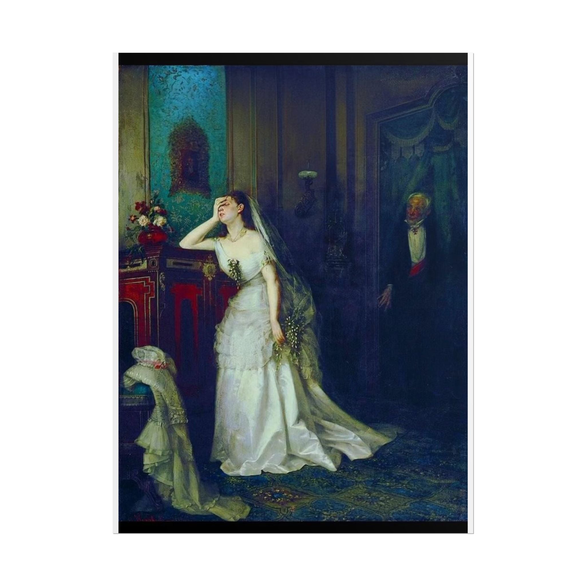 Victorian Bridal Painting Poster — Romantic 19th-Century Wedding Scene Wall Art (Rolled)