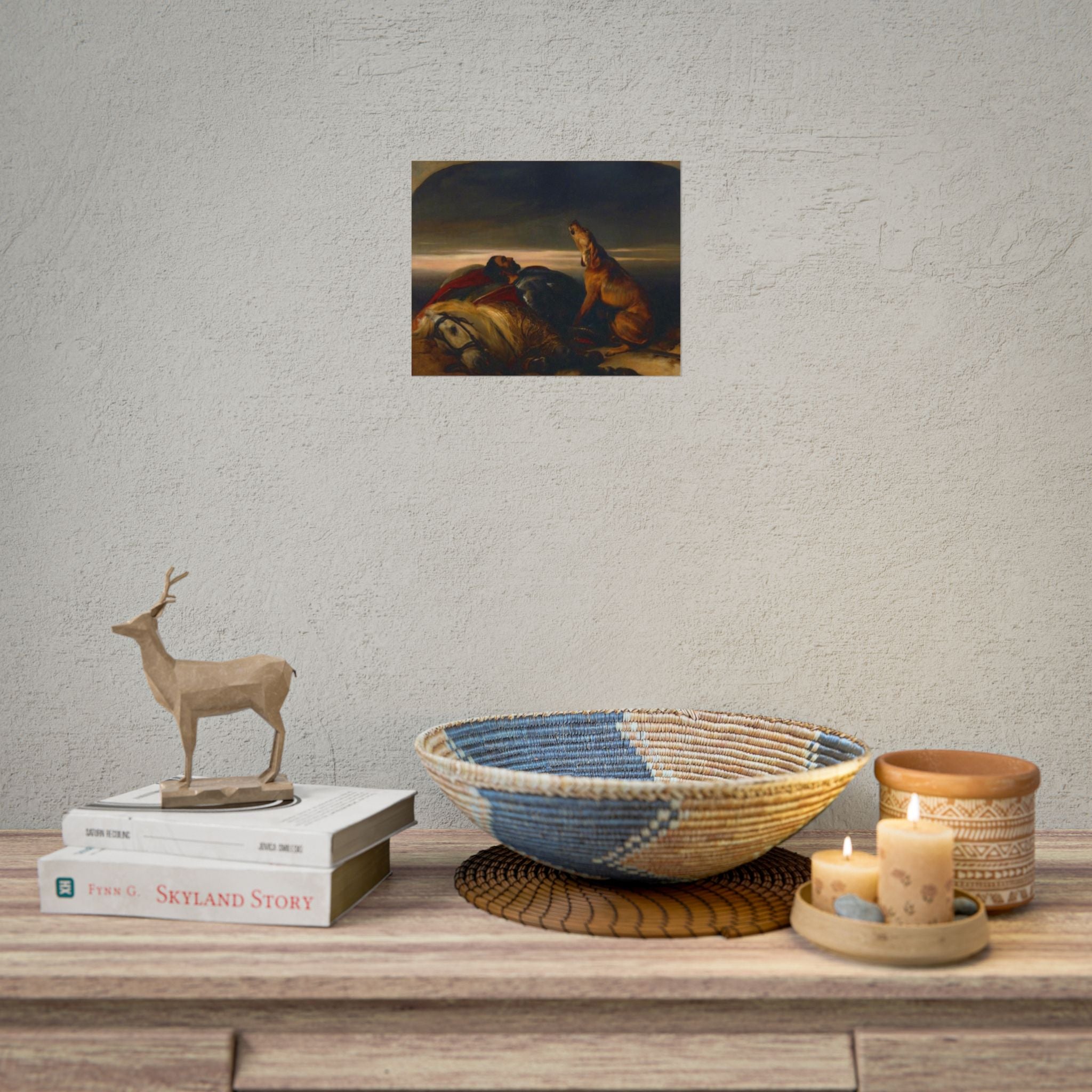 Rolled Poster — Classic Romantic Painting with Dog and Fallen Knight