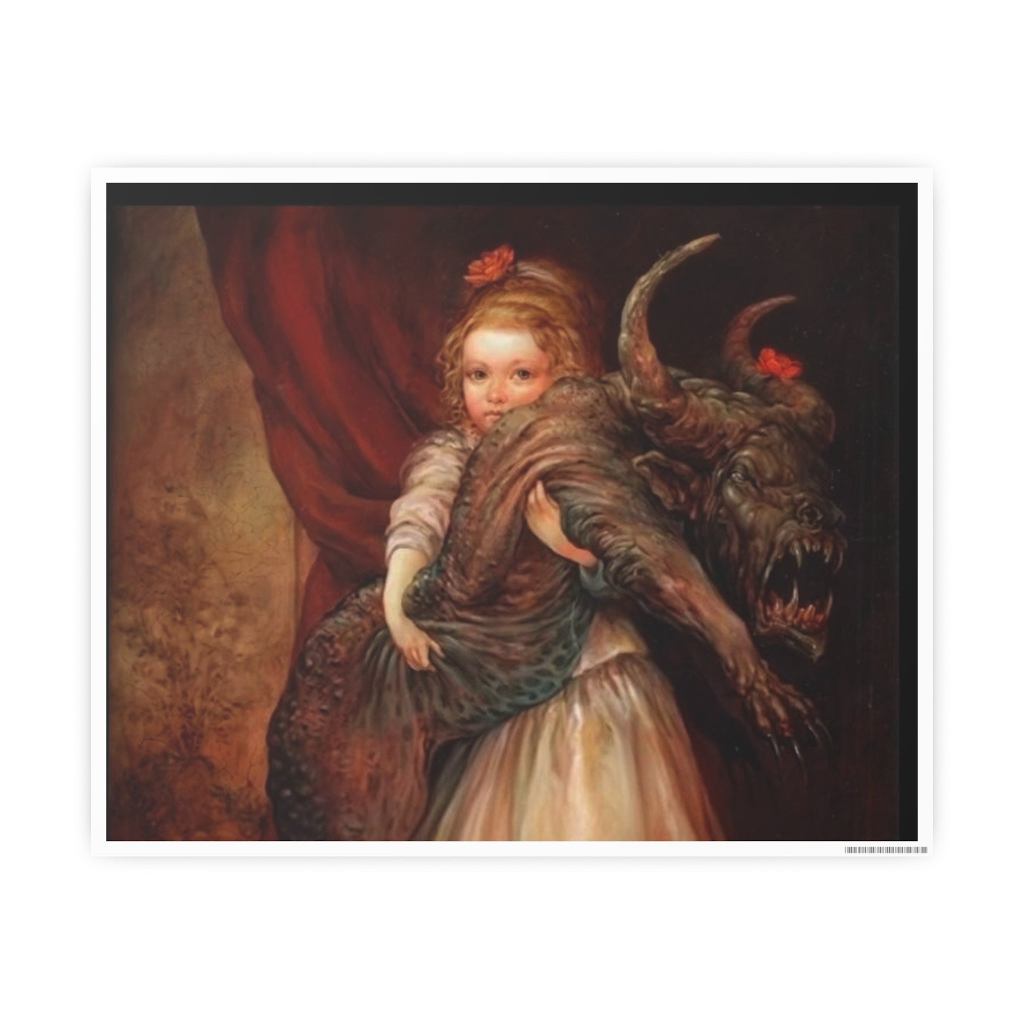 Vintage Fairy Tale Art Poster — Little Girl with Beast Illustration (Photo Art Paper)