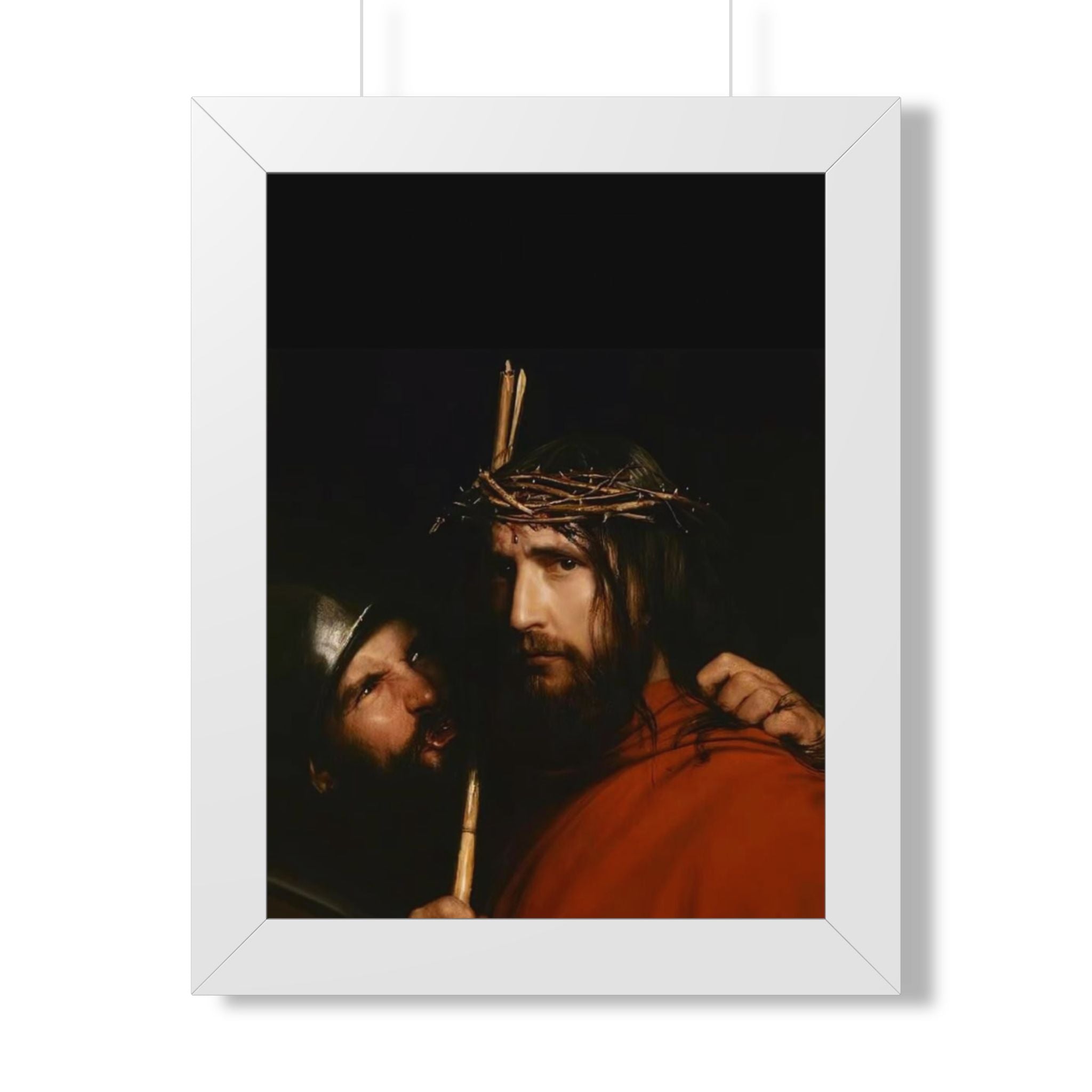 Framed Vertical Poster — Jesus with Crown of Thorns Religious Wall Art