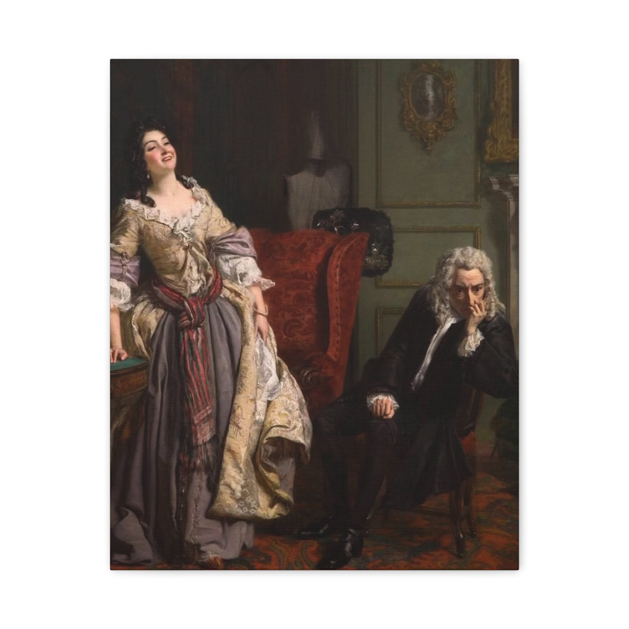 Stretched Matte Canvas Print — Romantic 18th-Century Salon Painting