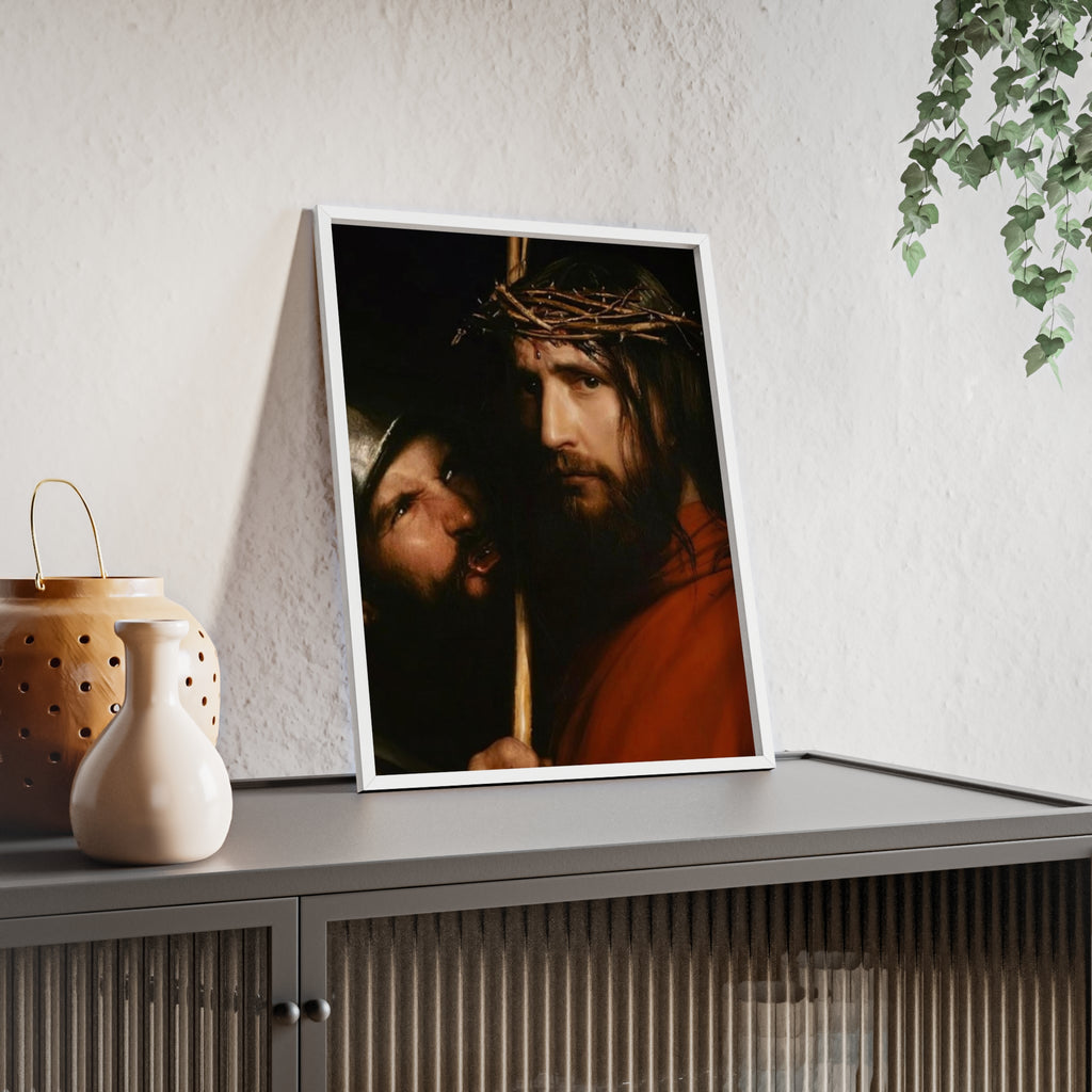 Framed Religious Art Poster — Jesus with Crown of Thorns Wall Print