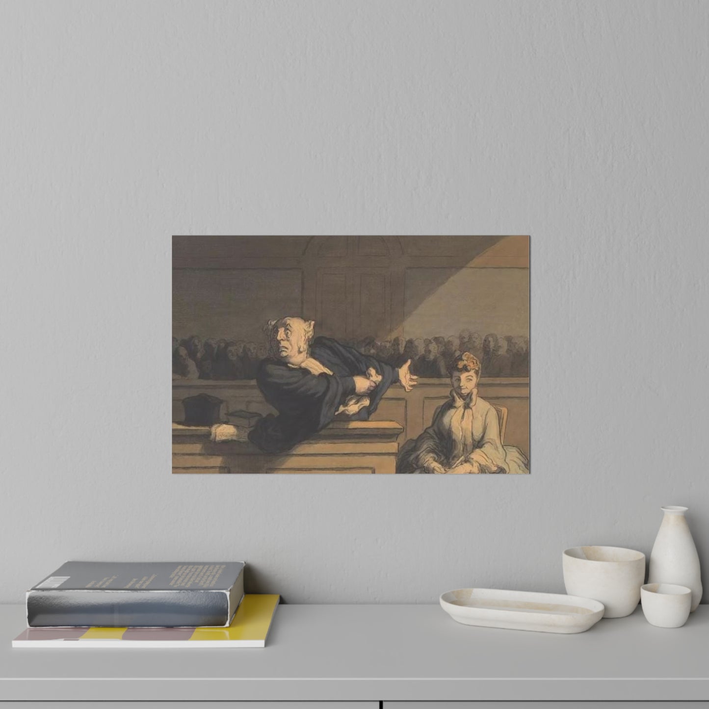 Courtroom Drama Wall Decal — Vintage Legal Art Print
