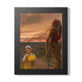 Framed Poster — Vintage Girl with Daffodils Sunset Art Print