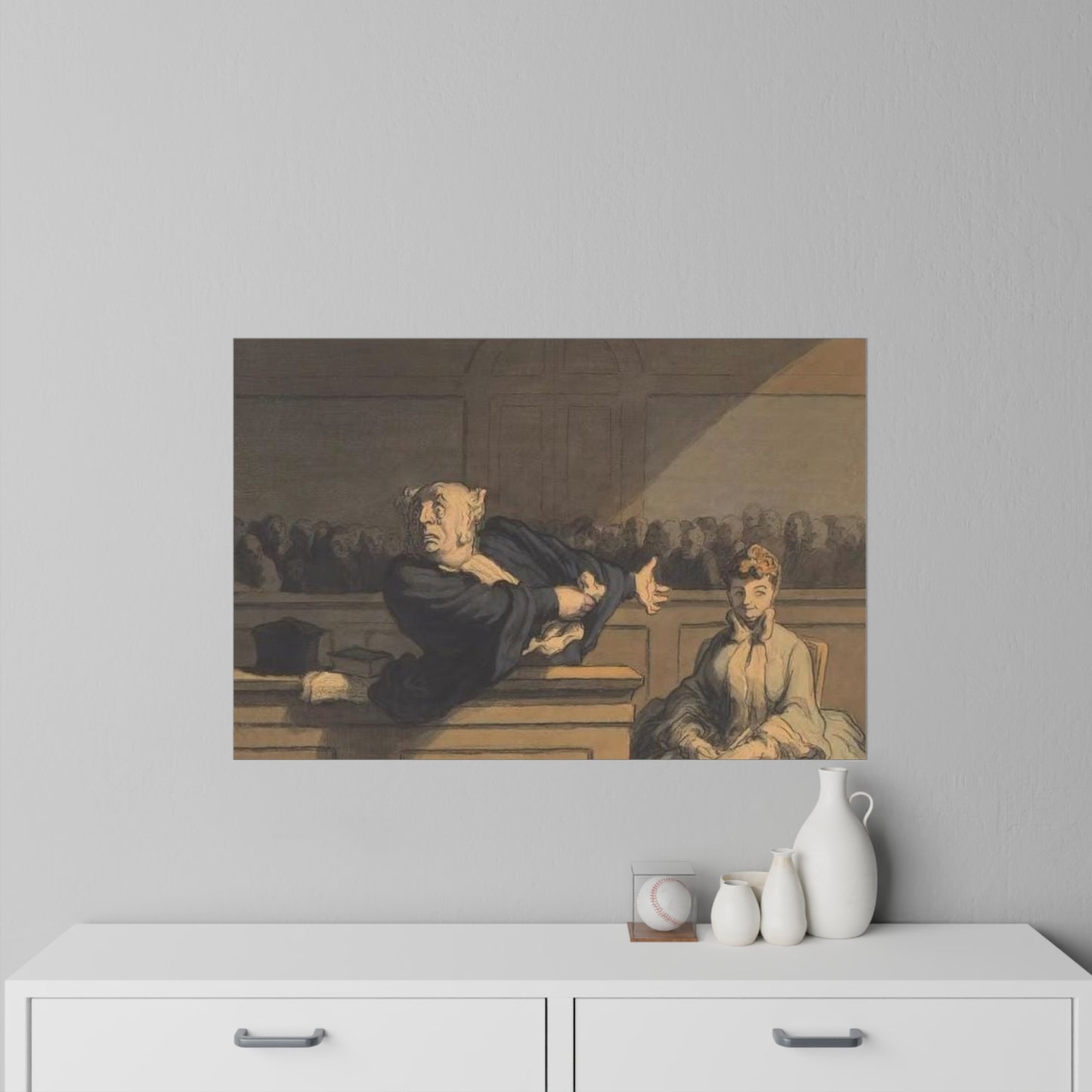 Courtroom Drama Wall Decal — Vintage Legal Art Print