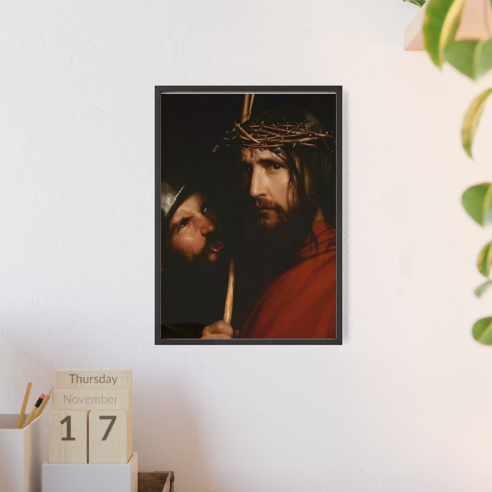 Framed Religious Art Poster — Jesus with Crown of Thorns Wall Print