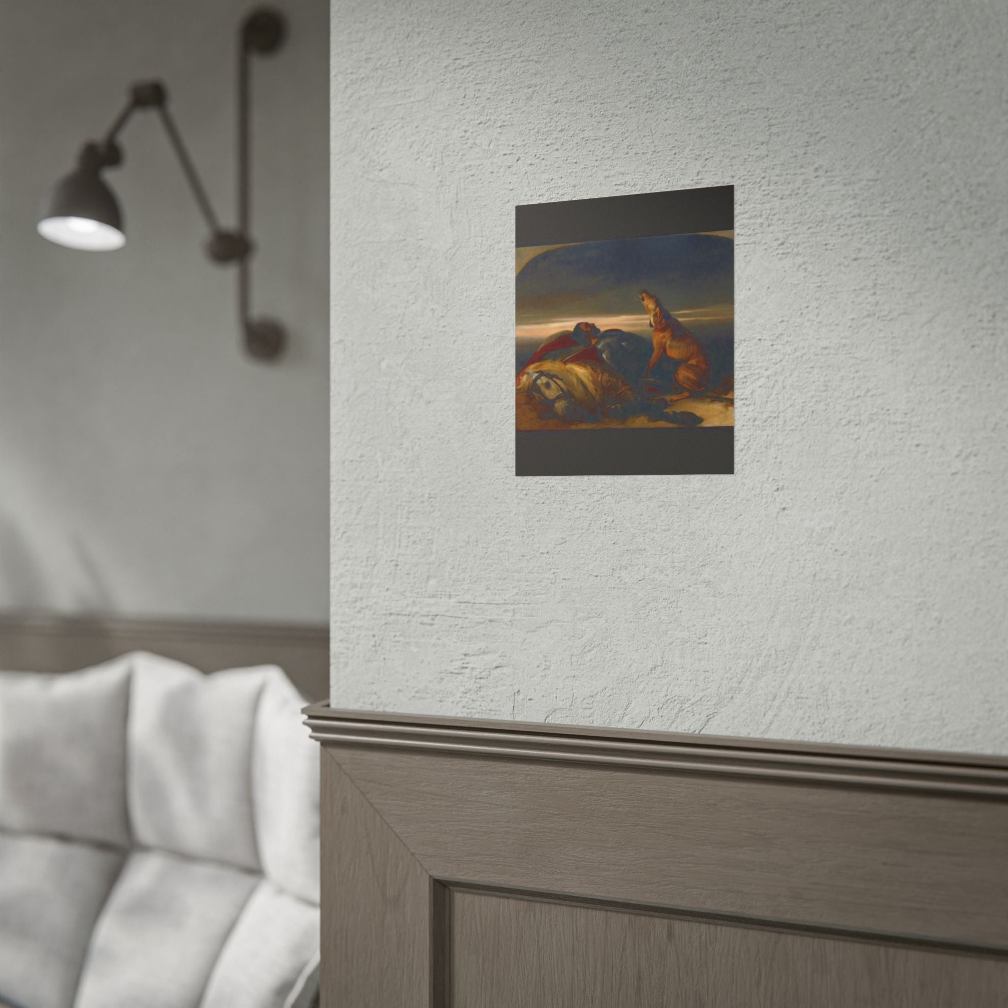 Rolled Poster — Classic Romantic Painting with Dog and Fallen Knight