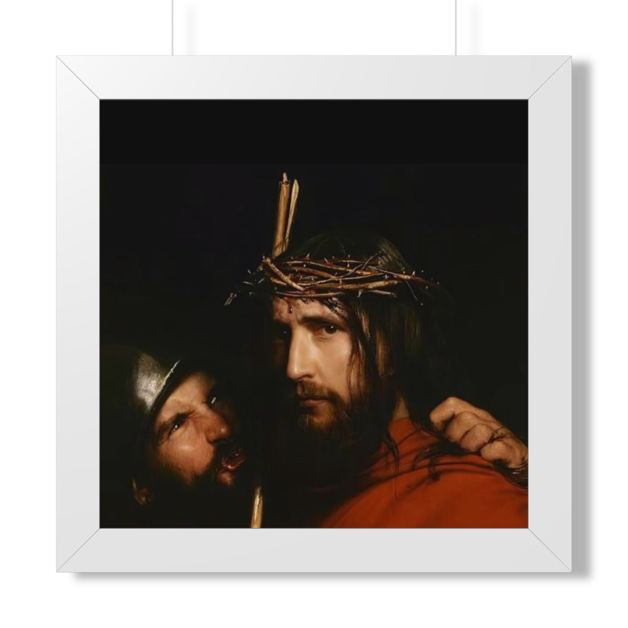 Framed Vertical Poster — Jesus with Crown of Thorns Religious Wall Art