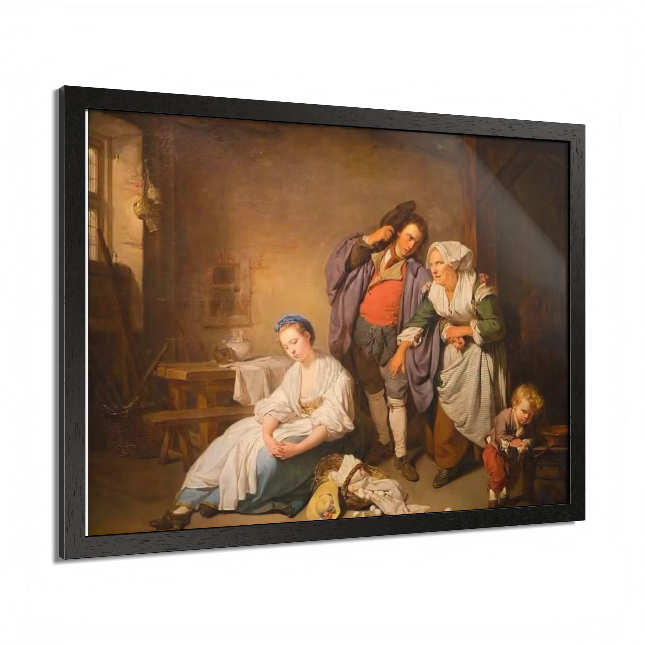 Framed Poster — Vintage Genre Painting Reproduction