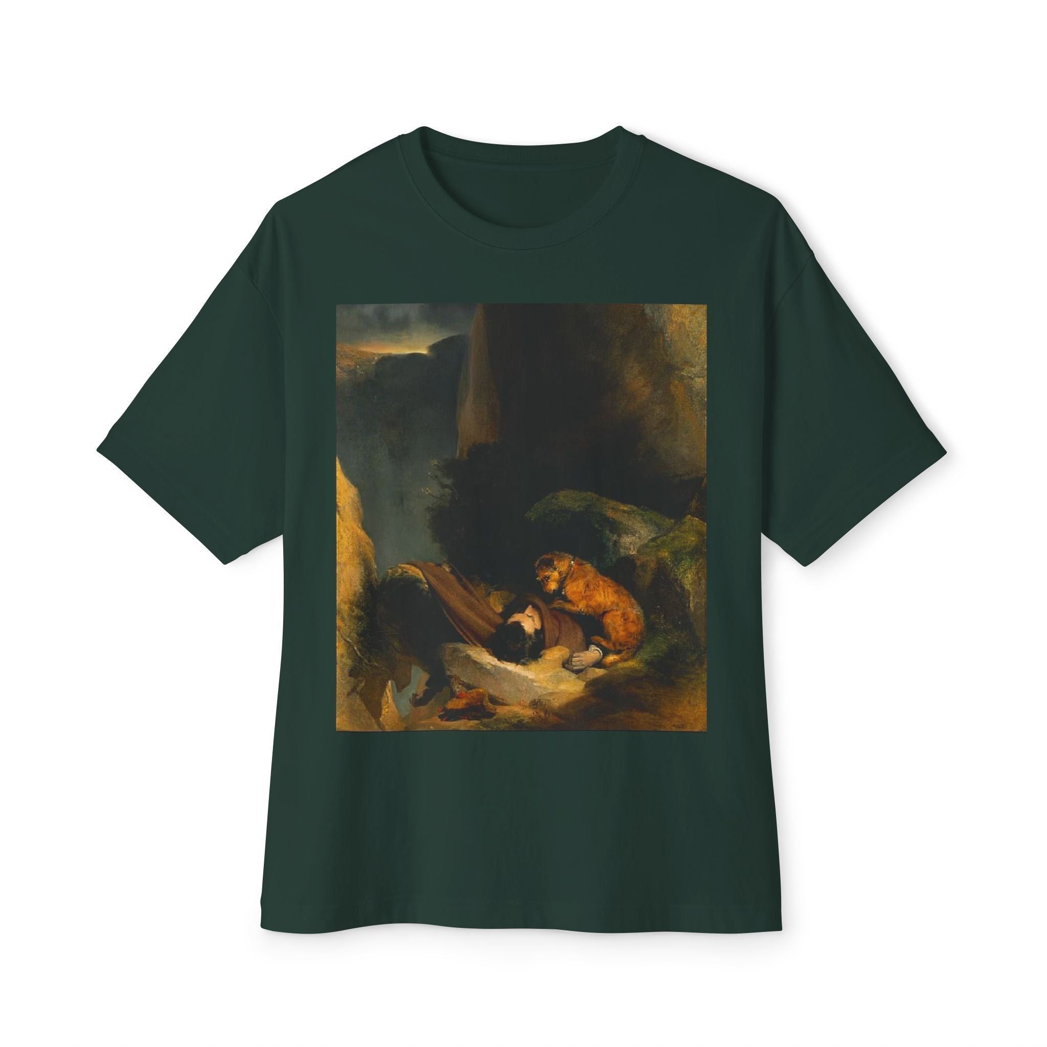 Boxy Tee with Classical Painting Print — Romantic Baroque Art T-Shirt