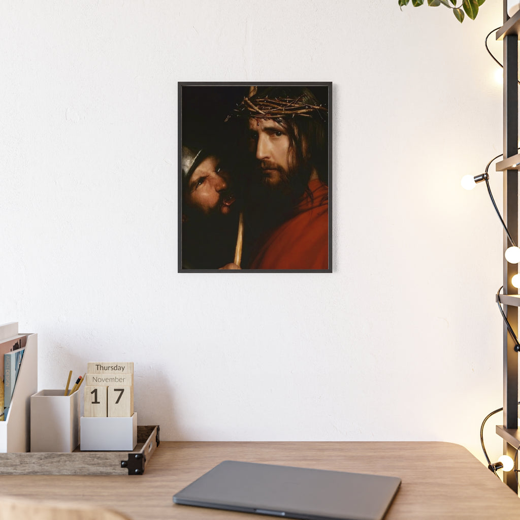 Framed Religious Art Poster — Jesus with Crown of Thorns Wall Print