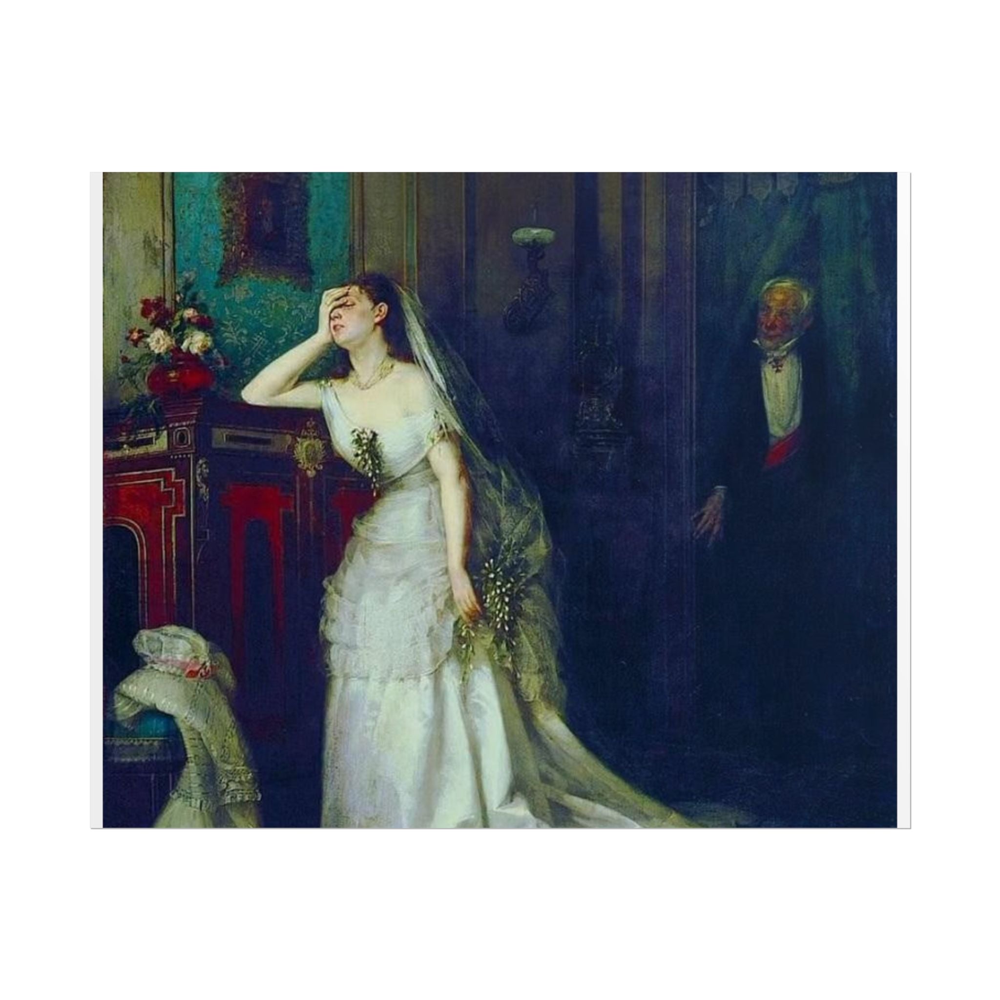 Victorian Bridal Painting Poster — Romantic 19th-Century Wedding Scene Wall Art (Rolled)