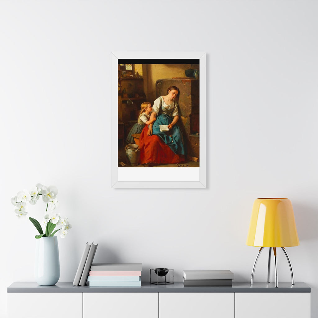 Framed Poster — Vintage Mother and Child Oil Painting Print