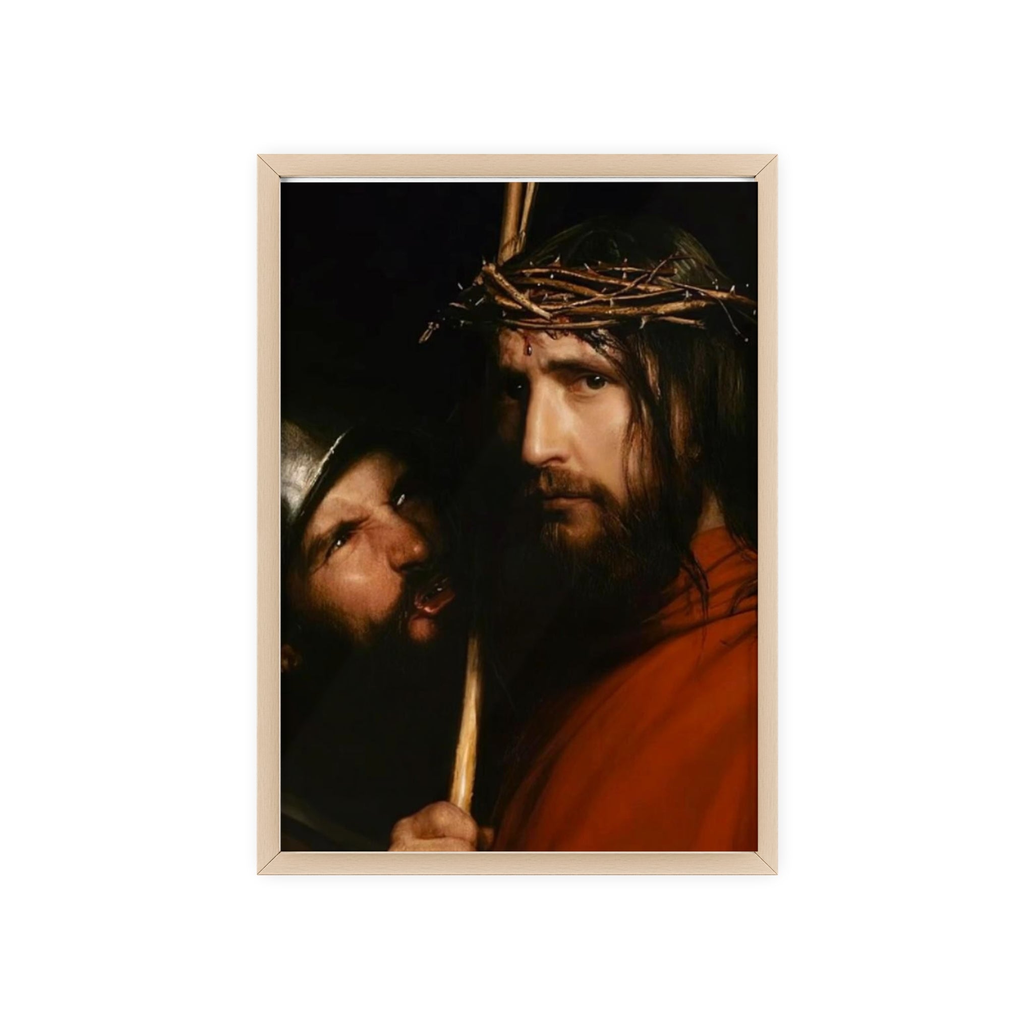 Framed Religious Art Poster — Jesus with Crown of Thorns Wall Print