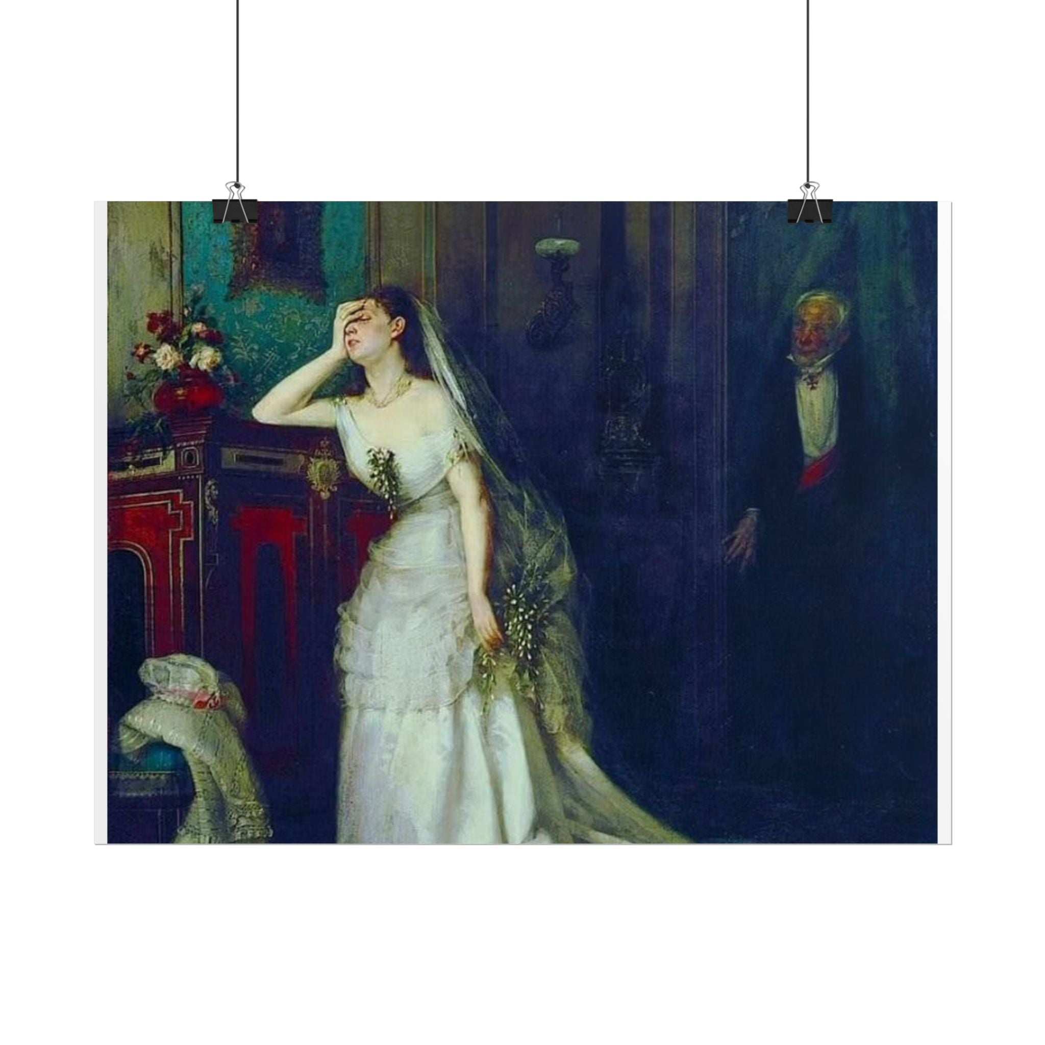 Victorian Bridal Painting Poster — Romantic 19th-Century Wedding Scene Wall Art (Rolled)