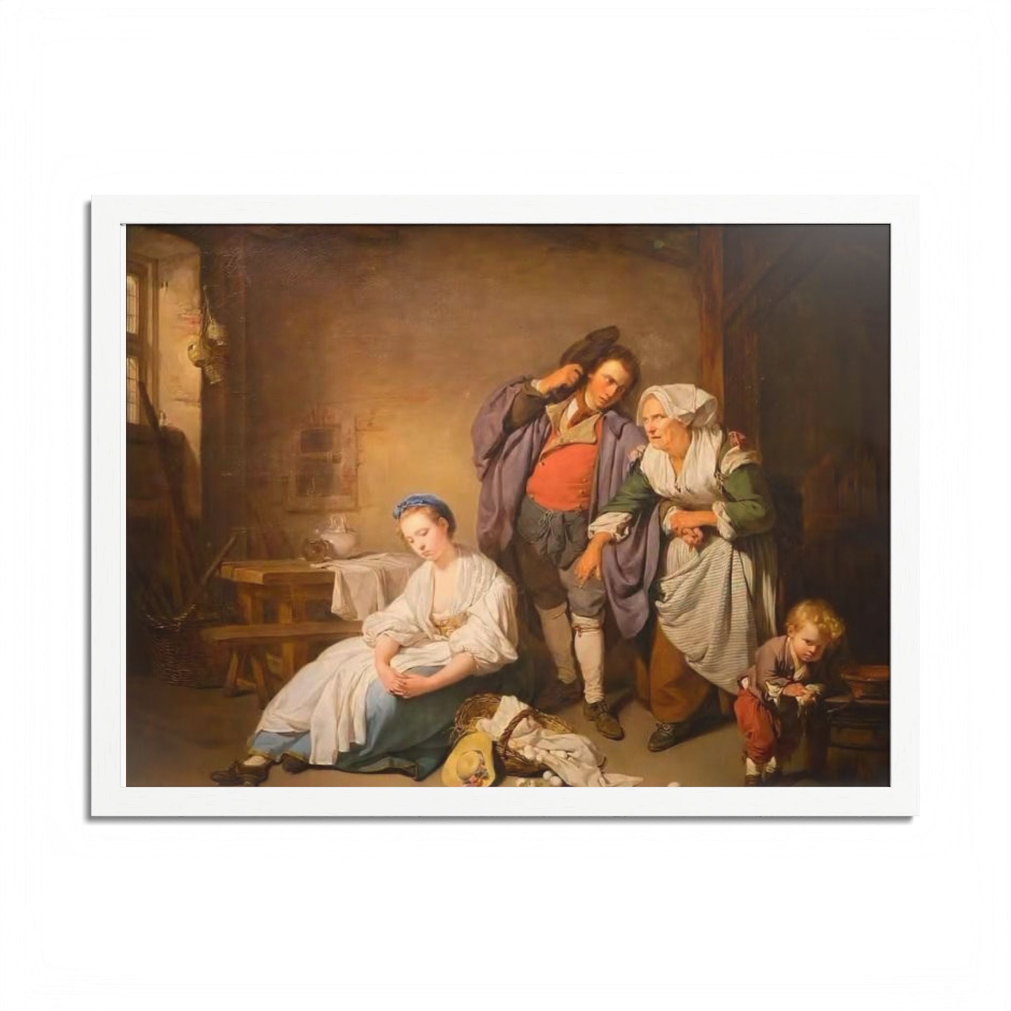 Framed Poster — Vintage Genre Painting Reproduction