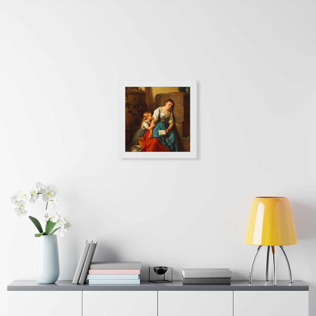 Framed Poster — Vintage Mother and Child Oil Painting Print