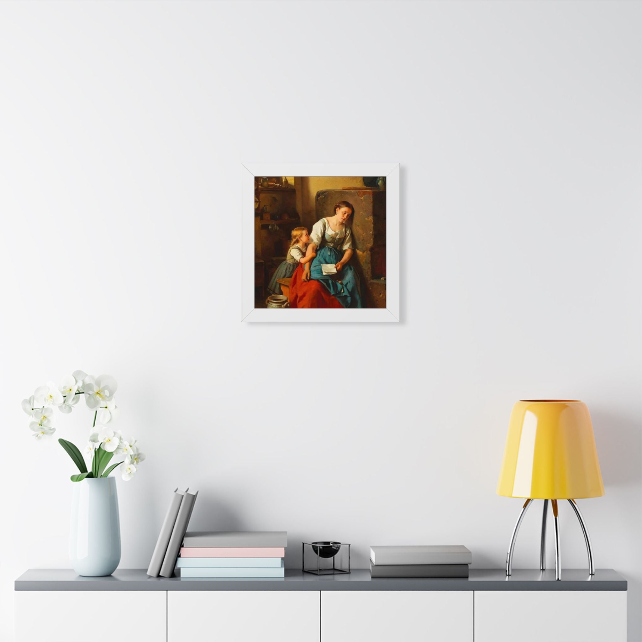 Framed Poster — Vintage Mother and Child Oil Painting Print