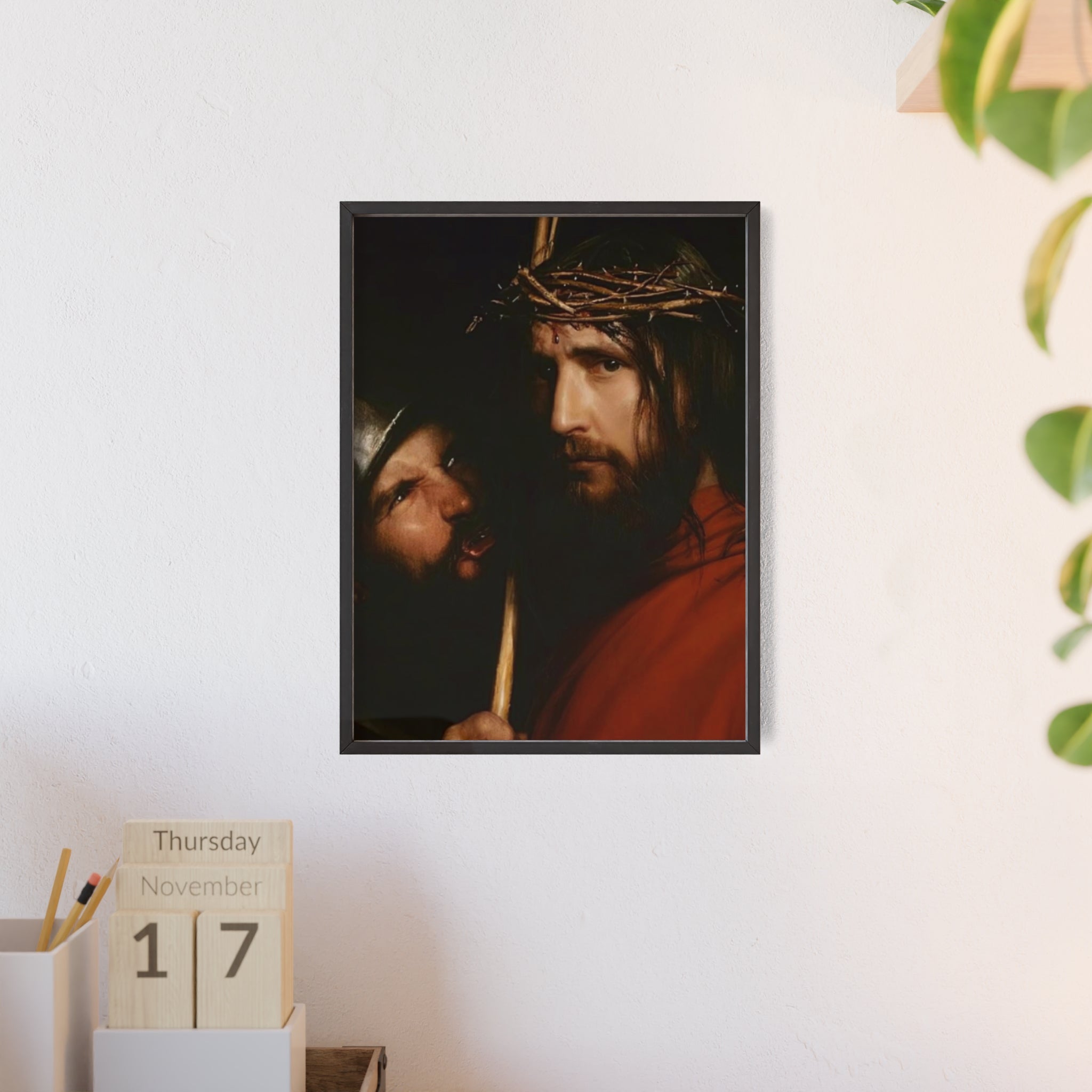 Framed Religious Art Poster — Jesus with Crown of Thorns Wall Print