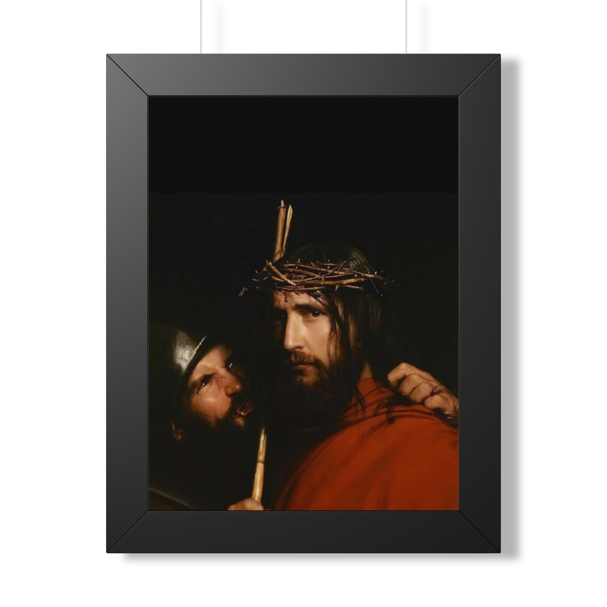 Framed Vertical Poster — Jesus with Crown of Thorns Religious Wall Art