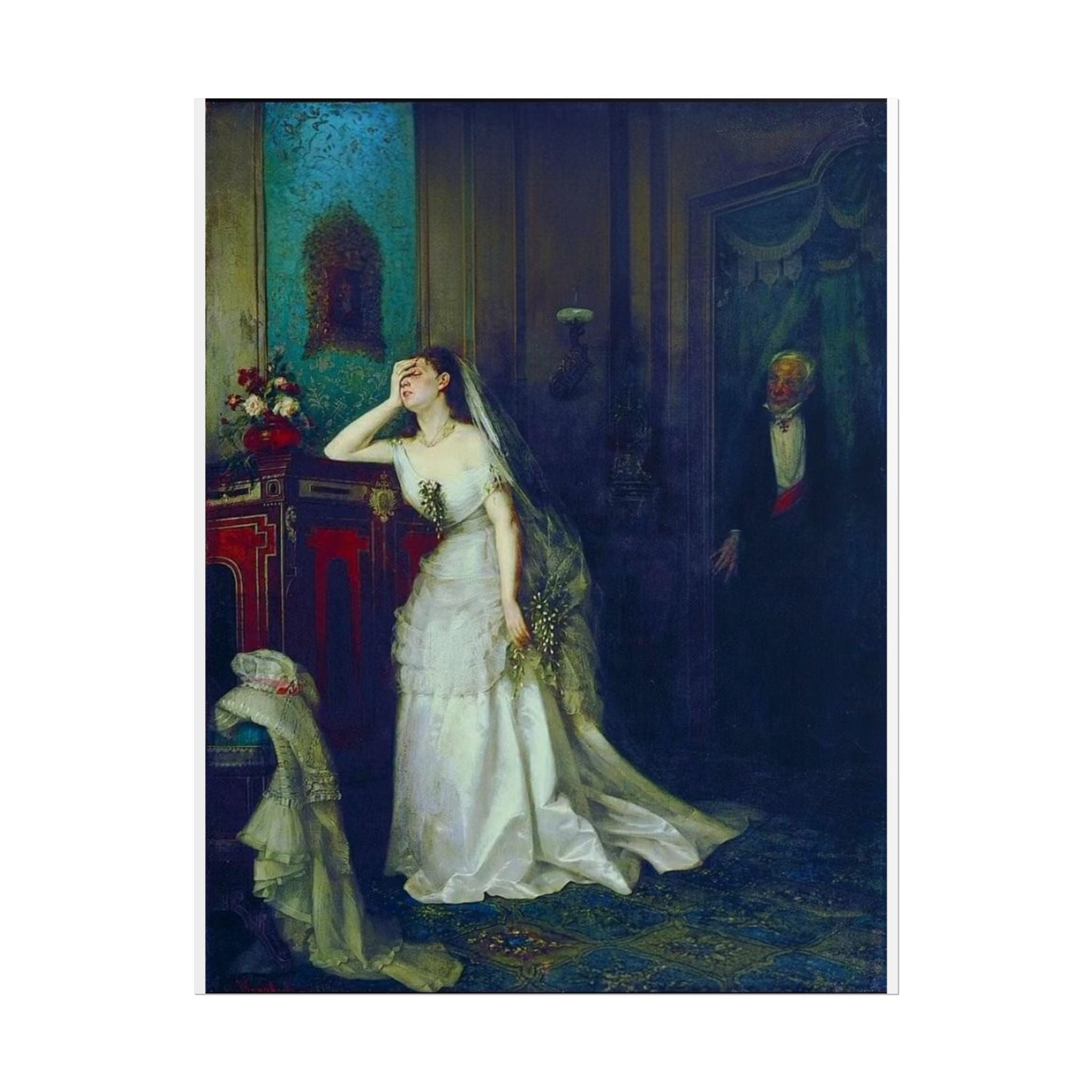 Victorian Bridal Painting Poster — Romantic 19th-Century Wedding Scene Wall Art (Rolled)