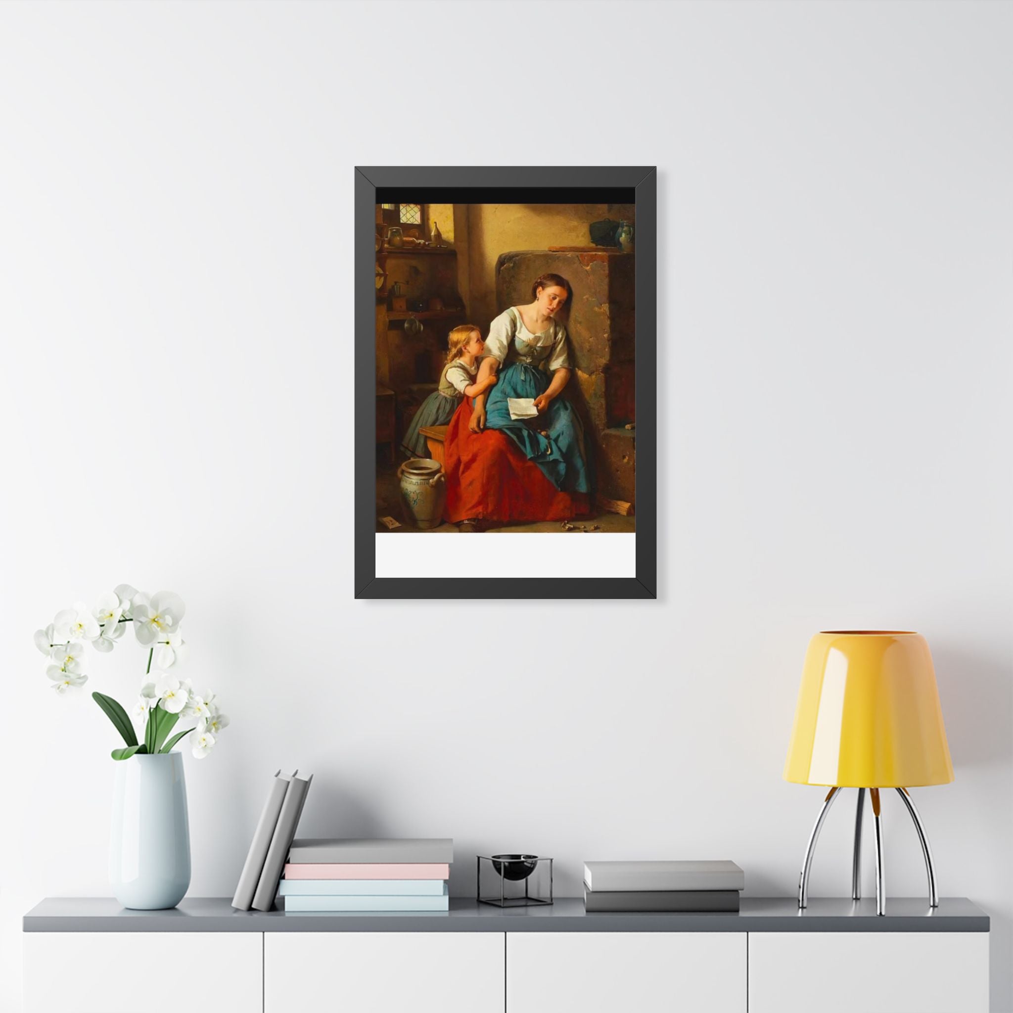 Framed Poster — Vintage Mother and Child Oil Painting Print